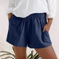 thumbnail image 1 of IDALL Athletic Shorts for Women Linen Shorts Womens Casual Solid Side Pockets Pants Shorts Elastic Waist Pockets Daily Shorts Summer Shorts Lounge Shorts Women Navy M, 1 of 6