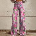 thumbnail image 1 of IDALL Baggy Jeans High Waisted Jeans Women's Vintage Flower Print Casual Wide Leg Pants Barrel Jeans Women Boyfriend Jeans Pink 3 L, 1 of 4