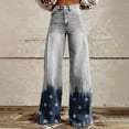 thumbnail image 1 of IDALL Baggy Jeans High Waisted Jeans Women's Vintage Flower Print Casual Wide Leg Pants Barrel Jeans Women Boyfriend Jeans Sky Blue 1 4XL, 1 of 4