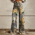 thumbnail image 1 of IDALL Baggy Jeans High Waisted Jeans Women's Vintage Flower Print Casual Wide Leg Pants Barrel Jeans Women Boyfriend Jeans Yellow 3 XL, 1 of 4