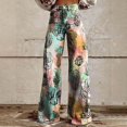 thumbnail image 1 of IDALL Baggy Jeans High Waisted Jeans Women's Vintage Flower Print Casual Wide Leg Pants Barrel Jeans Women Boyfriend Jeans Yellow 4 2XL, 1 of 4