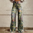 thumbnail image 1 of IDALL Baggy Jeans High Waisted Jeans Women's Vintage Flower Print Casual Wide Leg Pants Straight Leg Jeans Boyfriend Jeans Army Green M, 1 of 4