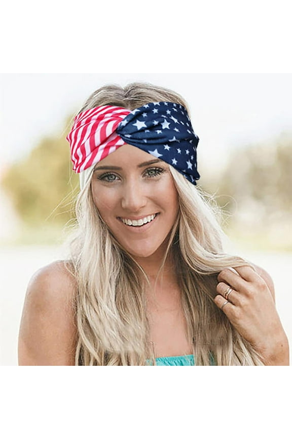 Bandana Silk Scarf Turban Decorations Patriotic American Print Flag Headband Head Scarf Multi-color One Size