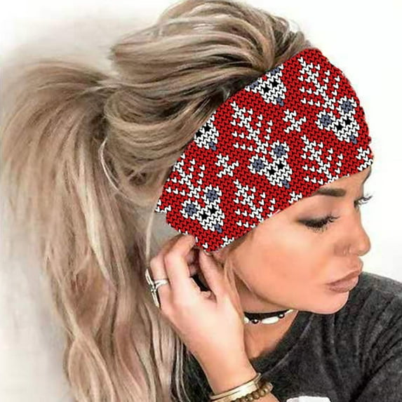 IDALL Bandanas for Women,Head Scarf Women Print Headband Elastic Head Wrap Hair Band Bandana Headband Hair Scarf,Headbands for Women Red
