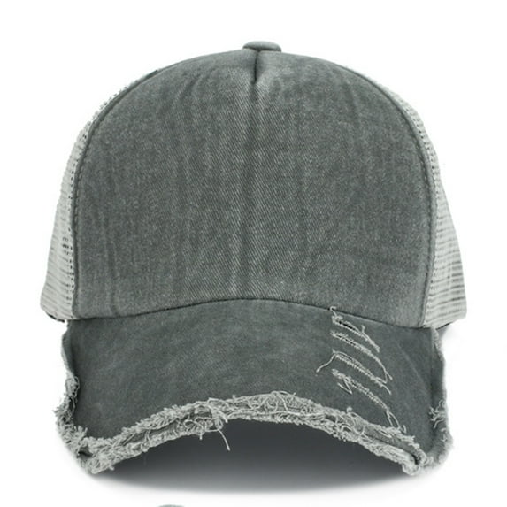 IDALL Baseball Cap Snapback Hats Summer Distressed Cotton Women Caps Baseball Hat Mesh Sun Sport Hats Cap Streetwear Adjustable Running Hat Hats for Women Gray One Size