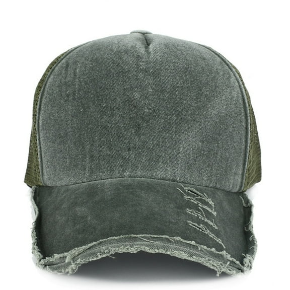 IDALL Baseball Cap Snapback Hats Summer Distressed Cotton Women Caps Baseball Hat Mesh Sun Sport Hats Cap Streetwear Adjustable Running Hat Hats for Women Army Green One Size