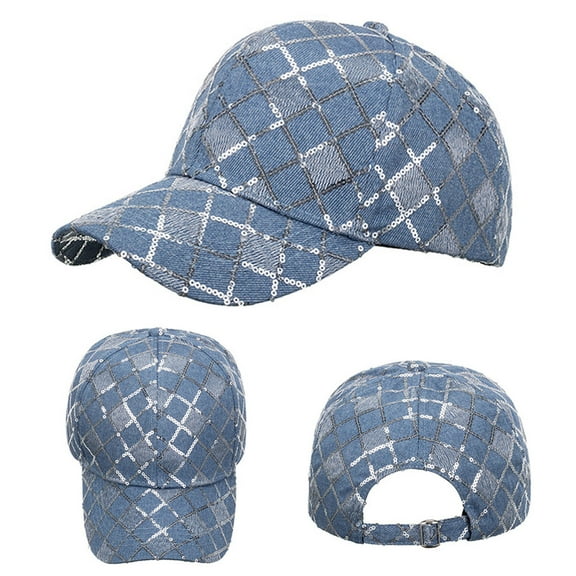 IDALL Baseball Cap Trucker Hat Fashion Women Men Sport Sequin Lattice Prints Breathable Beach Baseball Cap Hip Hop Hat Sun Hat Visor Hats Snapback Hats Light Blue One Size