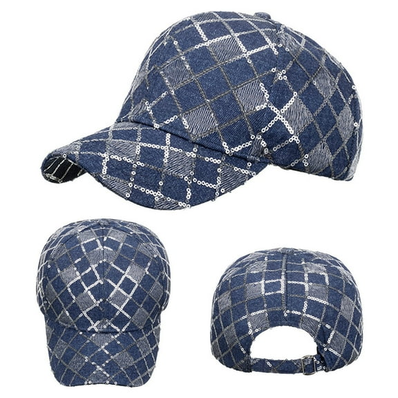 IDALL Baseball Cap Trucker Hat Fashion Women Men Sport Sequin Lattice Prints Breathable Beach Baseball Cap Hip Hop Hat Sun Hat Visor Hats Snapback Hats Dark Blue One Size
