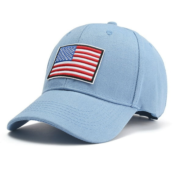 IDALL Baseball Cap Trucker Hat Flag Embroidered Washed Soft Cotton Fitting Cap For Men And Women Running Hat Hats for Men Blue One Size