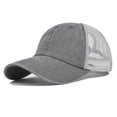 thumbnail image 1 of IDALL Baseball Cap Trucker Hat Mens And Womens Denim Retro Washed And Old Destroyed Peaked Cap Splicing Solid Color Baseball Cap Snapback Hats for Men Hats for Men Gray One Size, 1 of 5
