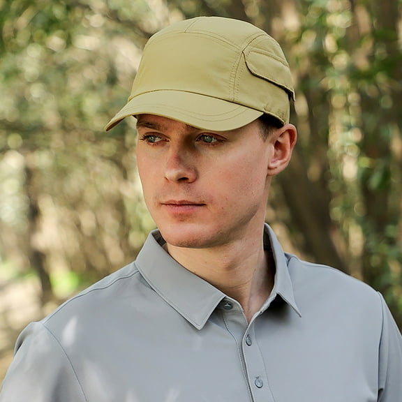 IDALL Baseball Cap Trucker Hat Quick Drying Recreational Sports Mountain Climbing Cap Men's Summer Outdoor Travel Cap Dome Cycling Cap Snapback Hats for Men Hats for Men Khaki One Size