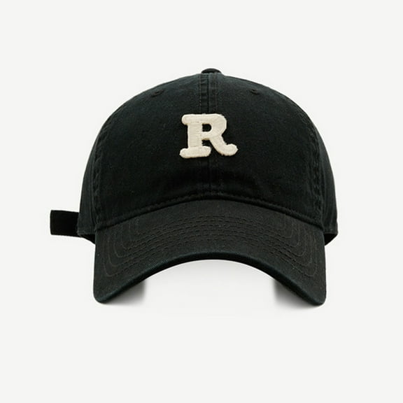 IDALL Baseball Cap Trucker Hat Spring/Summer Big Headed Soft Top R Letter Solid Duck Tongue Hat Baseball Hat Running Hat Hats for Men Black One Size