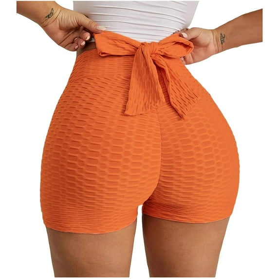 IDALL Beach Pants for Women High Waisted Shorts Women Yoga Shorts for Women Shorts Polyester Bow Tie Home Woman Womens Running Shorts Womens Shorts Casual Orange XL