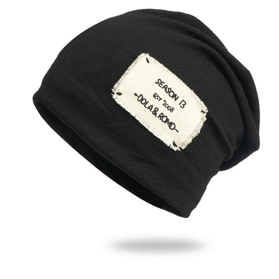 IDALL Beanie Skull Cap All-match Thin Patched Toe Cap Hood Cap Knitted Hat Net Red Pile Hat Hats for Men Black One Size