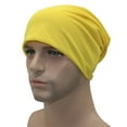 thumbnail image 1 of IDALL Beanie Skull Cap Men And Women Baseball Cap Simple Solid Color Candy Color Pile Cap Pullover Fashion Running Hat Hats for Men Yellow One Size, 1 of 3
