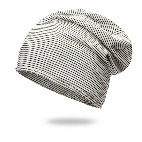 IDALL Beanie Skull Cap Pinstripe Ladies Hat All-match Hooded Cap Curling Casual Riding Hat Knitted Hat Running Hat Hats for Men White One Size