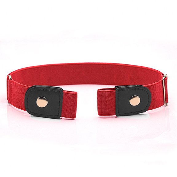 IDALL Belts for Women,Western Belts Unbuttoned Elastic Belt For Men Women Unbuttoned Elastic Slim Belt For Jeans And Dresses Corset Belt,Waist Chain Red