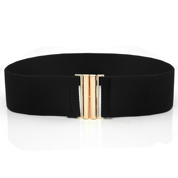 IDALL Belts for Women,Western Belts Women Elastic Waist Belt Metal Buckle Waistband Solid Color Wide Corset Belt Female Apparel Accessories Corset Belt,Waist Chain Black