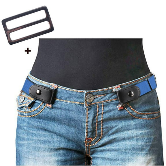 IDALL Belts for Women,Western Belts Buckle Free Comfortable Elastic Buckle-less No Bulge No Hassle Invisible Belts Corset Belt,Waist Chain Blue