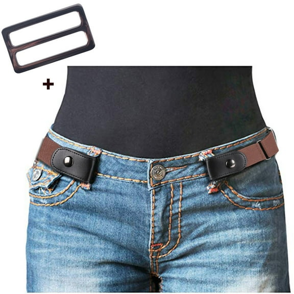 IDALL Belts for Women,Western Belts Buckle Free Comfortable Elastic Buckle-less No Bulge No Hassle Invisible Belts Corset Belt,Waist Chain Coffee