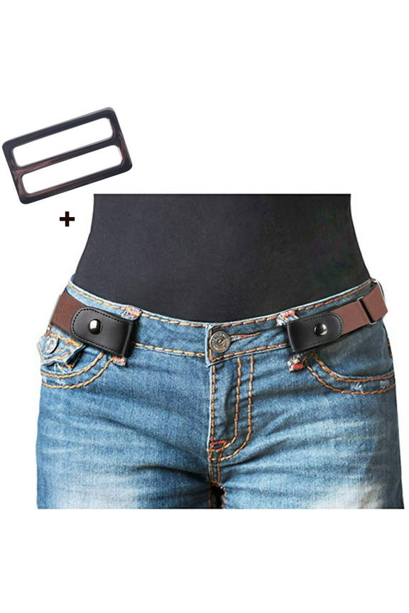 Belts for Women,Western Belts Buckle Free Comfortable Elastic Buckle-less No Bulge No Hassle Invisible Belts Corset Belt,Waist Chain Coffee