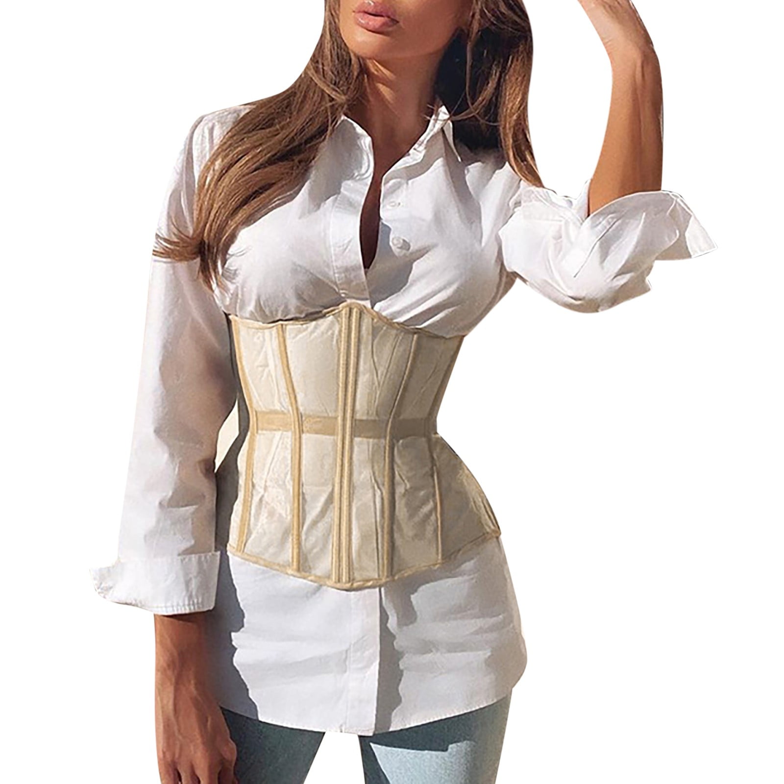 IDALL Belts for Women,Western Belts Lace Corset Belt Waist Corset Top Women Mesh Lace Up Boned Bustier Underbust Corset Baseball Belt Beige L - Walmart.com