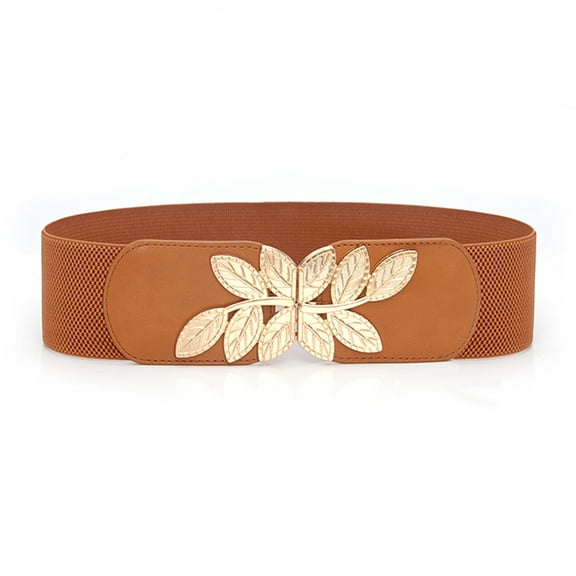 IDALL Belts for Women,Western Belts Women's Fashion Wild Wide Waistband Elastic Stretch Dress Waist Belt Buckle Band Corset Belt,Waist Chain Coffee