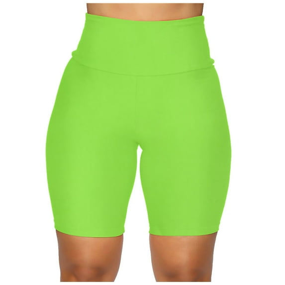 IDALL Biker Shorts Women Running Shorts for Women Shapewear Shorts Stretch Bike Work Short High Waist Sports Pants Thigh Society Anti-Chafing Shorts Cooling Green M