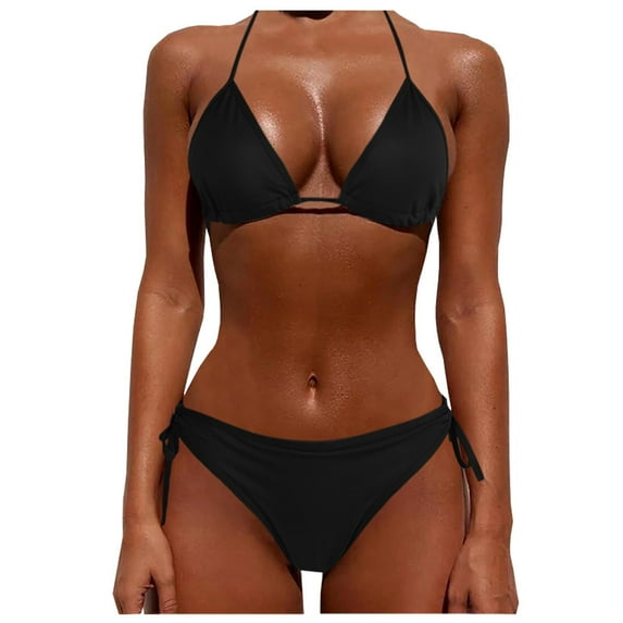 IDALL Bikini Sets Bathing Suit Two Piece Push Up Tankini Sets Plus Size Beachwear Swimsuit Bikini Womens Swimsuits Micro Bikini Black S(Clearance Sales)
