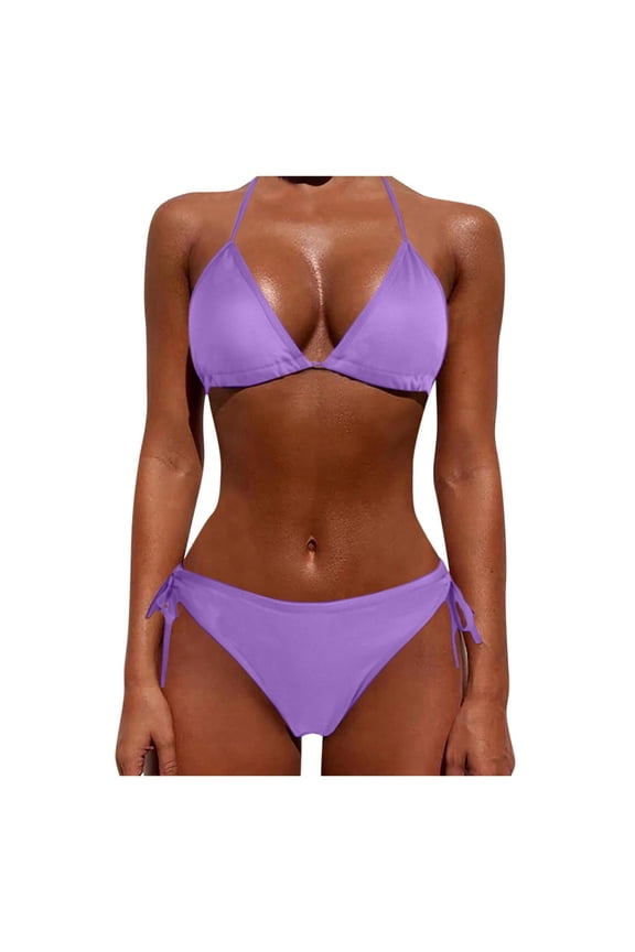 Bikini Sets Bathing Suit Two Piece Push Up Tankini Sets Plus Size Beachwear Swimsuit Bikini Womens Swimsuits Micro Bikini Purple S(Clearance Sales)