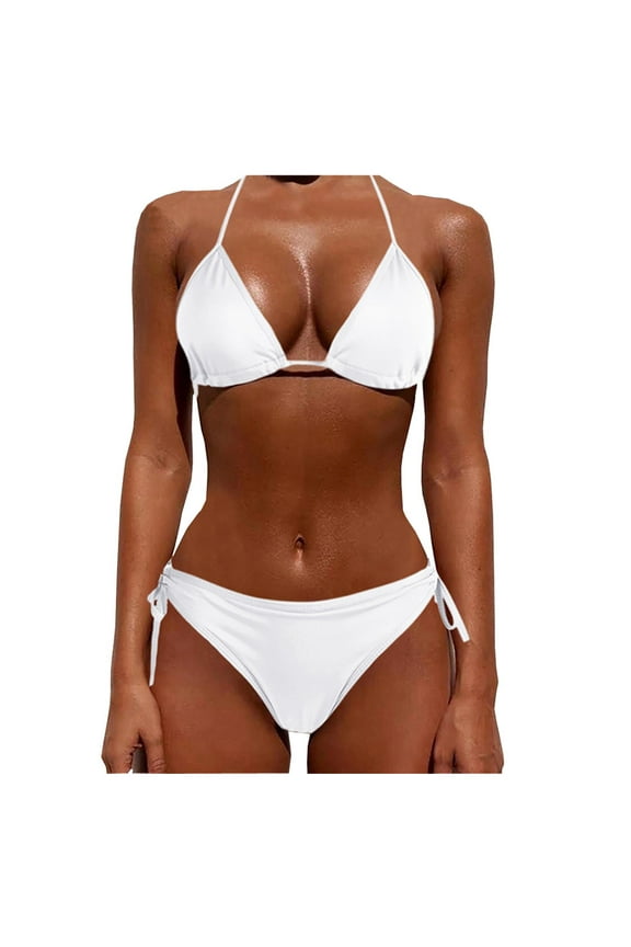 Bikini Sets Bathing Suit Two Piece Push Up Tankini Sets Plus Size Beachwear Swimsuit Bikini Womens Swimsuits Micro Bikini White L(Clearance Sales)