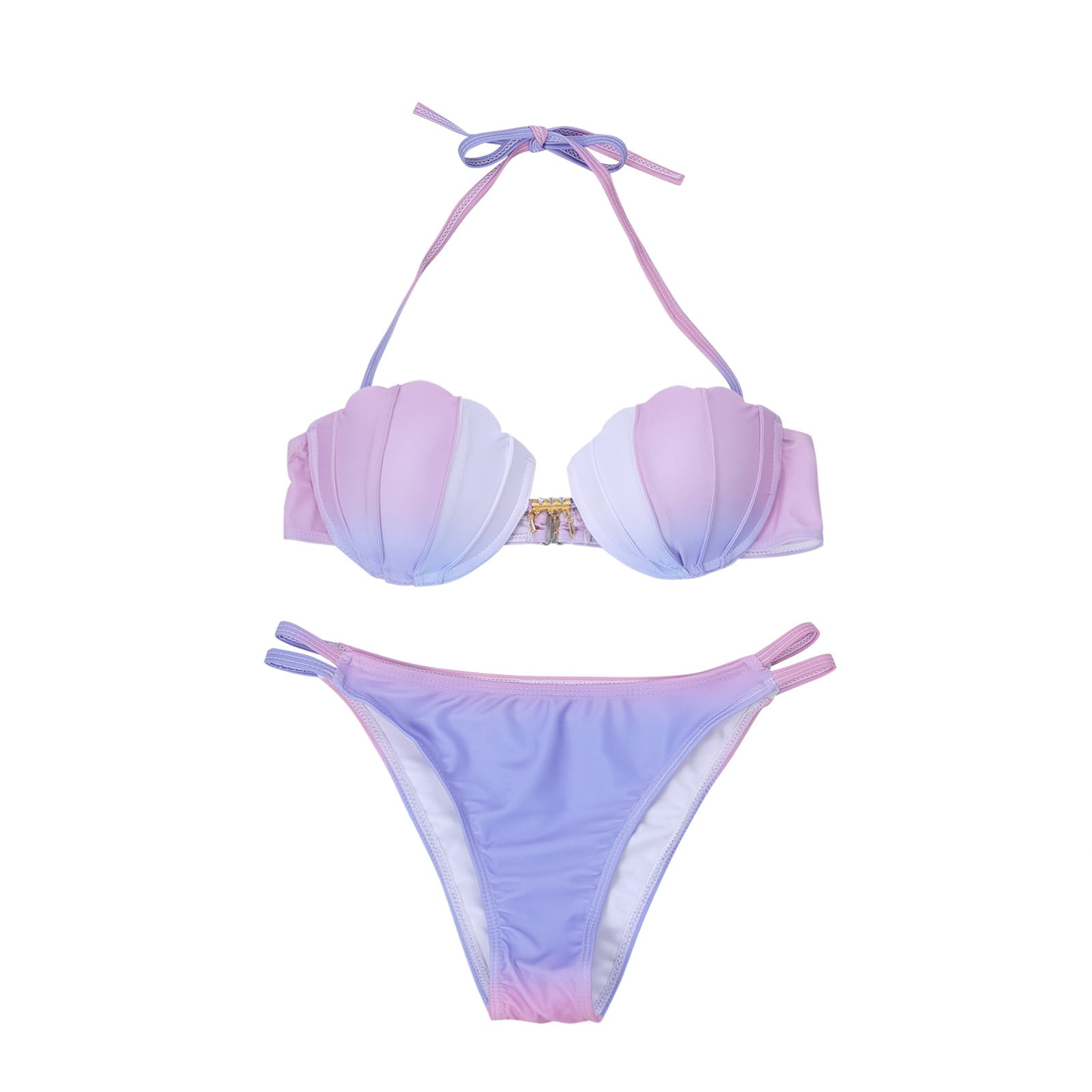 Women's Gradient Halter Bikini Set – Tie Side Triangle String Swimsuit 2 Piece - View #13