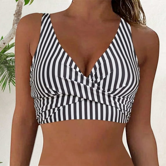 IDALL Bikini Sets for Women Bathing Suit Bikini Top Wrap Look Bralette Swimwear Sports Bikini Halterneck Bikini Summer Beach Bikini Top Womens Swimsuits Swim Suits for Women 2025 Gray S