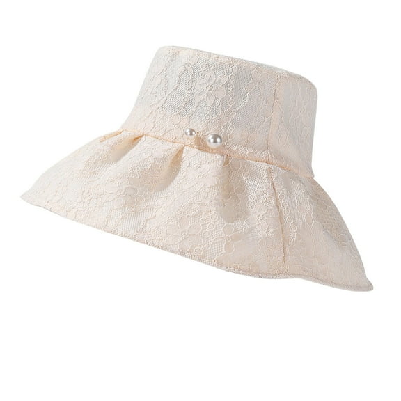 IDALL Bucket Hat Visor Hats for Women Womens Outdoor Big Head Big Head Sun Hat Lace Bucket Hat Hats for Women Summer Hats Beige One Size