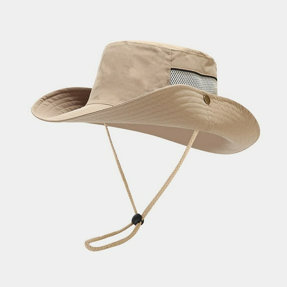 IDALL Bucket Hats Sun Hat Breathable Wide Brim Boonie Hat Outdoor Mesh Cap For Travel Fishing Visor Hats Hiking Hat Khaki One Size