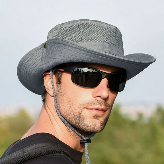 IDALL Bucket Hats Sun Hat Foldable Hole Men's Wide Hat Mesh Ponytail Sun Hats Cap Baseball Caps Visor Hats Hiking Hat Dark Gray One Size