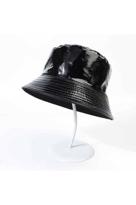 Bucket Hats Visor Hats Bright Leather Color Double Fisherman's Hat Women's Outdoor Sun Basin Hat Foldable Travel Hat Men Multicolor Optional Summer Hats Hats for Women Black One Size