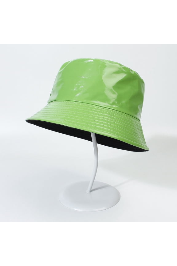 Bucket Hats Visor Hats Bright Leather Color Double Fisherman's Hat Women's Outdoor Sun Basin Hat Foldable Travel Hat Men Multicolor Optional Summer Hats Hats for Women Green One Size
