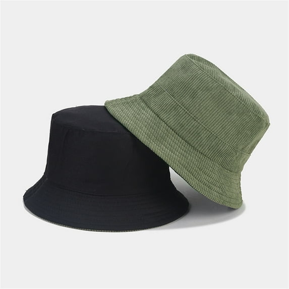 IDALL Bucket Hats Visor Hats Men's And Women's Autumn And Winter Corduroy Patchwork Fisherman's Hat Double Wear Basin Hat Visor Sun Hat Summer Hats Green M
