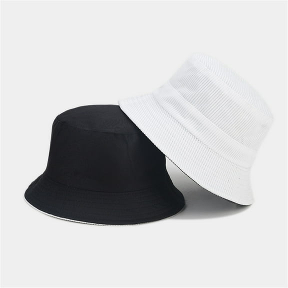 IDALL Bucket Hats Visor Hats Men's And Women's Autumn And Winter Corduroy Patchwork Fisherman's Hat Double Wear Basin Hat Visor Sun Hat Summer Hats White M