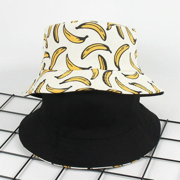 IDALL Bucket Hats Visor Hats Unisex Adult Double Sided Wear Banana Fisherman Hat Sunscreen Outdoors Cap Sun Hat Summer Hats White One Size