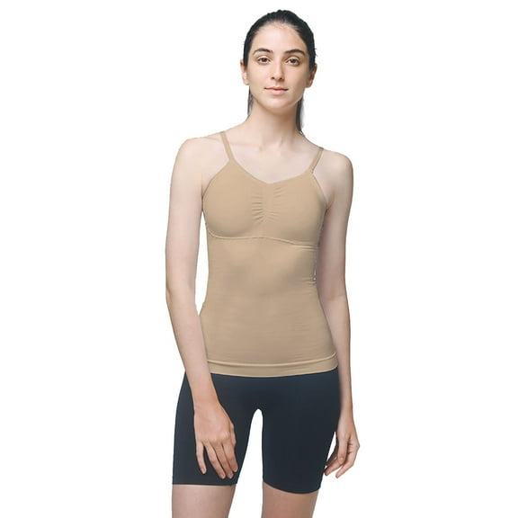 IDALL Camisole Tops for Women Tank Tops with Built in Bras Shapewear Tummy Control Tummys Control Padded Bra Camisole Cami Compression Tank Top Body Shaper Shapewear Shapewear Bodysuit Beige L