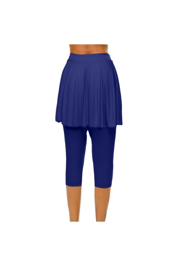 Capri Pants for Women Capri Leggings for Women Skirted Leggings For Women 2025 Tennis Skorts Gym Tennis Yoga Legging With Skirts Petite Pants for Women Summer Pants Blue 3XL