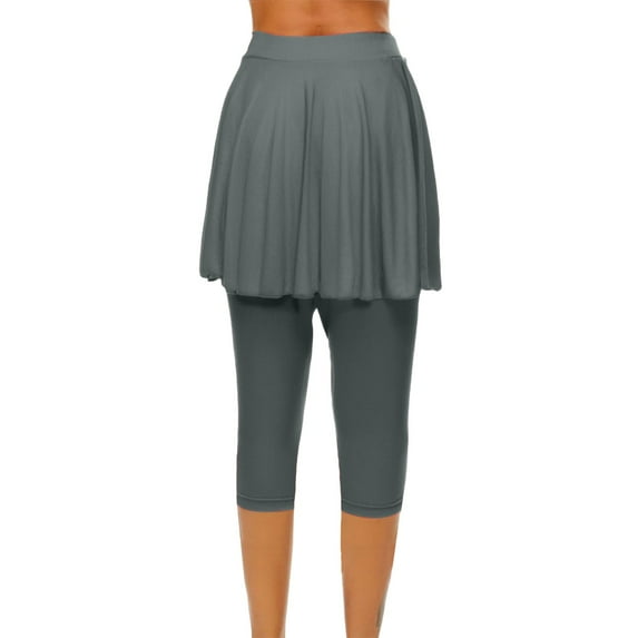 IDALL Capri Pants for Women Capri Leggings for Women Skirted Leggings For Women 2025 Tennis Skorts Gym Tennis Yoga Legging With Skirts Petite Pants for Women Summer Pants Dark Gray XL