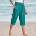 thumbnail image 1 of IDALL Capri Pants for Women Linen Pants Women Cotton And Linen Cropped Pants Loose Large Size Elastic Waist Small Feet Harem Pants Versatile Pants Lounge Pants Women Baggy Pants Green 4XL, 1 of 6