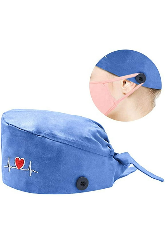 Caps Women Caps Fashion Printed Button Work Hat Casual Unisex Cap Surgical Caps Hats for Women Sky Blue One Size