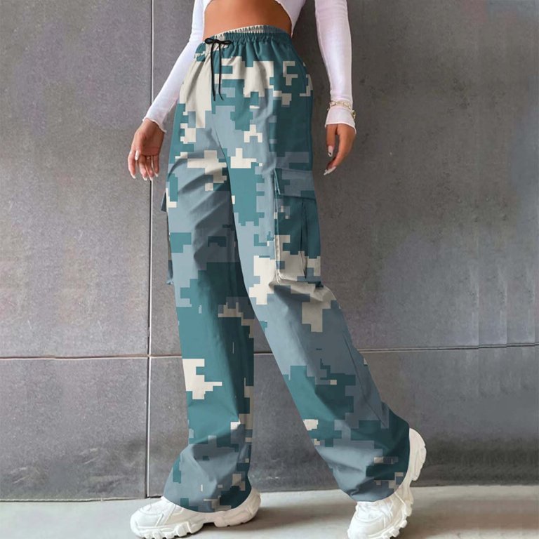 IDALL Cargo Pants Women Camo Pants Casual Camouflage Print Cargo