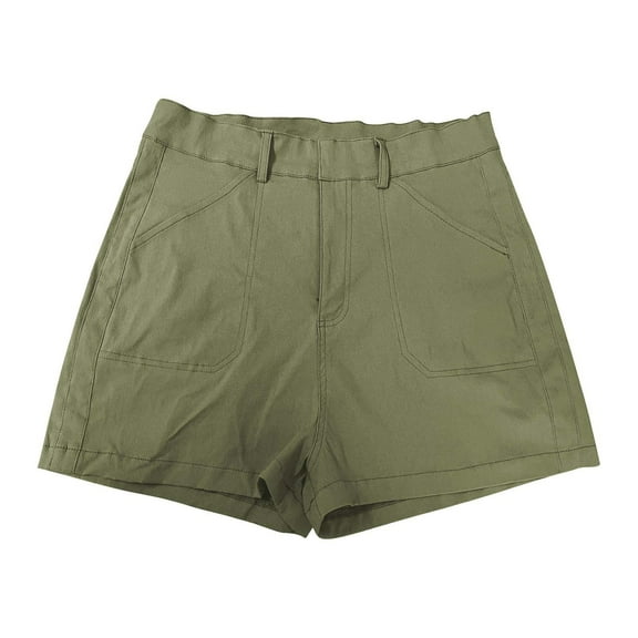 IDALL Cargo Shorts for Men Athletic Shorts for Women Women Stretch Twill Shorts Pull On Chino Shorts Elastic Waist Stretchy Denim Shorts Golf Shorts Mens Shorts Casual Army Green L