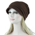 thumbnail image 1 of IDALL Chemo Headwear for Women Bandana Beanie Women Soild India Muslim Stretch Turban Hat Camouflage Hair Loss Head Scarf Wrap Chemo Caps Hats for Women Coffee One Size, 1 of 3