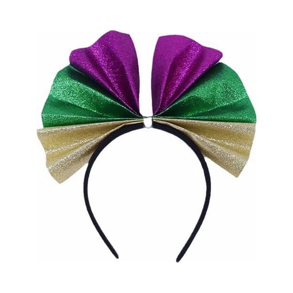 IDALL Christmas Crown Hair Bands Bow Headband Bow Headbands for Women Mardi Gras Headband Rhinestone Headband Flower Crowns for Women Green One Size